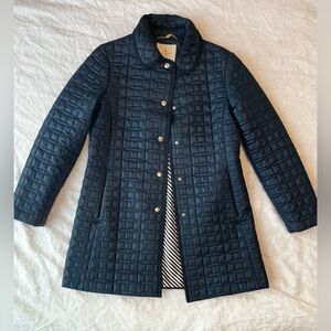 Kate Spade Quilted Jacket - navy blue coat for fall or winter - pre owned- small